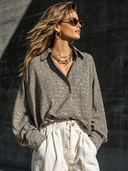 Women's Collared Geometric Print Long-sleeved Shirt ZMZ1616F5XT
