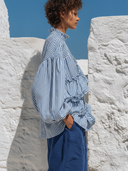 Women's Casual Striped Ruffled Long-sleeved Shirt ZMZ1218F9XT