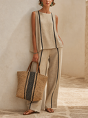 Women's Classic Loose Sleeveless Top And Straight-Leg Pants Set ZMZ2259F7SWL