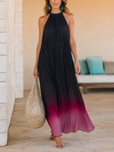 Women's Elegant Sleeveless Chiffon Maxi Dress With Purple Ombré Print ZMZ2290F9SWL