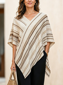 Women's Vintage V-Neck Striped Loose Cape-Style Top ZMZ2201F0SWL
