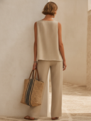 Women's Classic Loose Sleeveless Top And Straight-Leg Pants Set ZMZ2259F7SWL