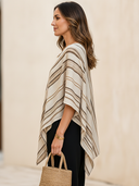Women's Vintage V-Neck Striped Loose Cape-Style Top ZMZ2201F0SWL