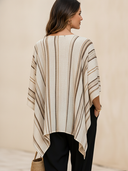 Women's Vintage V-Neck Striped Loose Cape-Style Top ZMZ2201F0SWL