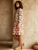 Women's Romantic Cherry-Print Long-Sleeve Collared Mini Dress ZMZ2258F5XT