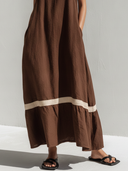 Women's Premium Vintage Cotton-Linen Patchwork Sleeveless With Round Neck Loose Maxi Dress ZMZ2279F5ZYY
