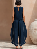 Women's Vintage Casual Cotton-Linen Sleeveless Round-Neck Top And Loose Pants Set ZMZ2249F2ZYY