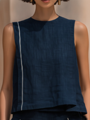 Women's Vintage Casual Cotton-Linen Sleeveless Round-Neck Top And Loose Pants Set ZMZ2249F2ZYY