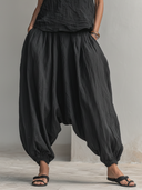 Women's Premium Minimalist Tencel-Cotton-Linen Sleeveless Mandarin Collar Top And Loose-Fit Trouser Set ZMZ2248F2ZYY