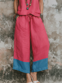 Women's Casual Resort-Style Cotton-Linen: Sleeveless Round-Neck Top And Loose-Fit Pants Set ZMZ2221F8ZYY
