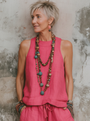 Women's Casual Resort-Style Cotton-Linen: Sleeveless Round-Neck Top And Loose-Fit Pants Set ZMZ2221F8ZYY