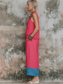 Women's Casual Resort-Style Cotton-Linen: Sleeveless Round-Neck Top And Loose-Fit Pants Set ZMZ2221F8ZYY