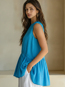 Women's Casual Vintage Cotton-Linen  Round Neck Sleeveless Loose T-Shirt ZMZ2259F4ZYY