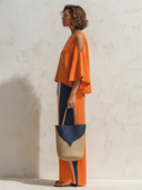 Women's Stylish Cotton-Linen Top And Color-Block Wide-Leg Pants Set ZMZ2391F6SWL