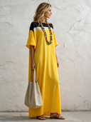 Women's Casual Cotton-Linen Color-Block Loose Maxi Dress ZMZ2326F2SWL