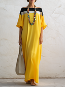 Women's Casual Cotton-Linen Color-Block Loose Maxi Dress ZMZ2326F2SWL