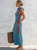 Women's Sporty Color-Block Sleeveless Hooded Midi Dress ZMZ2587F1SWL