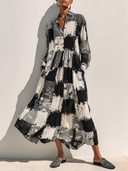 Women's Casual Plaid Print Collared Maxi Dress ZMZ2689F2XT