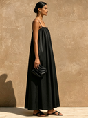 Women's Solid Color Satin Strapless A-line Maxi Dress ZMZ2636F3XT