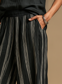 Women's Casual Vintage Vertical-Stripe Cotton-Linen Wide-Leg Pants ZMZ2577F3ZYY