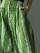 Women's Casual Resort-Style Vertical-Stripe Cotton-Linen Wide-Leg Pants ZMZ3023F6ZYY