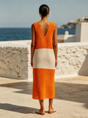 Women's Color-Block Sleeveless V-Neck Midi Dress ZMZ3083F8XT