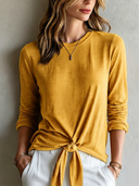 Women's Classic Casual Slub Cotton Long-Sleeve Crew Neck T-Shirt ZMZ0244G3ZYY
