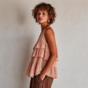 Women's Solid Color Bohemian Sleeveless Tiered Ruffle  Tank Top MZ0253G8XT