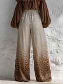 Women's Bohemian Gradient Leopard Print Elastic Drawstring High-Waisted Wide-Leg Pants ZMZ0262G6XT