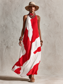 Women's Abstract Print Beach Maxi Dress ZMZ0200G3XT