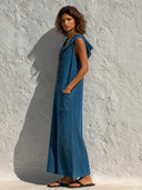 Women's Casual Sleeveless Hooded Cotton-Linen Blend Maxi Dress ZMZ0270G0XT