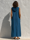 Women's Casual Sleeveless Hooded Cotton-Linen Blend Maxi Dress ZMZ0270G0XT