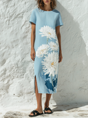 Women's Casual Floral Print Short-Sleeve Midi Dress ZMZ0218G0XT
