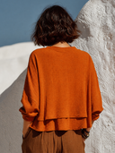 Women's Solid Color Loose Fit Multi-Layer Linen Blend Long-Sleeve T-Shirt  ZMZ0263G4XT