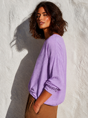 Women's Solid-Color Loose-Fit Linen-Blend Long-Sleeve T-Shirt ZMZ0232G4XT