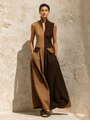 Women's Cotton Casual Color-Block Sleeveless Maxi Dress ZMZ0395G7XT