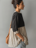 Women's Classic Casual  Vertical Stripes Cotton-Linen Blend Long-Sleeve Shirt ZMZ0344G9ZYY