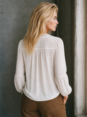 Women's Elegant Chiffon And Lace V-Neck Long-Sleeve Top ZMZ0397G0SWL