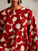 Women's Premium Vintage Cotton-Linen Printed Crew-Neck Long-Sleeve Top And Jogger Set ZMZ0302G8ZYY