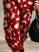 Women's Premium Vintage Cotton-Linen Printed Crew-Neck Long-Sleeve Top And Jogger Set ZMZ0302G8ZYY
