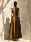 Women's Cotton Casual Color-Block Sleeveless Maxi Dress ZMZ0395G7XT