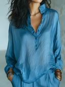 Women's Retro Casual Button-Up Long-Sleeve Shirt ZMZ0144G1ZJY