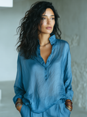 Women's Retro Casual Button-Up Long-Sleeve Shirt ZMZ0144G1ZJY