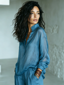 Women's Retro Casual Button-Up Long-Sleeve Shirt ZMZ0144G1ZJY