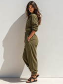 Women's Retro Casual Cotton Drawstring Collar Long-Sleeved Jumpsuit ZMZ0155G1ZJY
