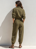 Women's Retro Casual Cotton Drawstring Collar Long-Sleeved Jumpsuit ZMZ0155G1ZJY