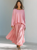 Women's Retro Casual Cotton Long-Sleeved T-Shirt And Skirt Set ZMZ0172G7ZJY