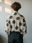 Women's Vintage Casual Cotton-Linen Polka-Dot V-Neck Long-Sleeve Shirt ZMZ0776G7ZYY
