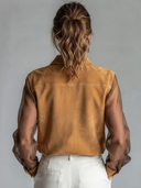 Women's Vintage-Style Faux Suede And Mesh Panel Long-Sleeve Shirt ZMZ0729G1ZYY
