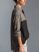 Women's Vintage Casual Cotton-Linen Vertical-Stripe Long-Sleeve Shirt ZMZ0262G1ZYY